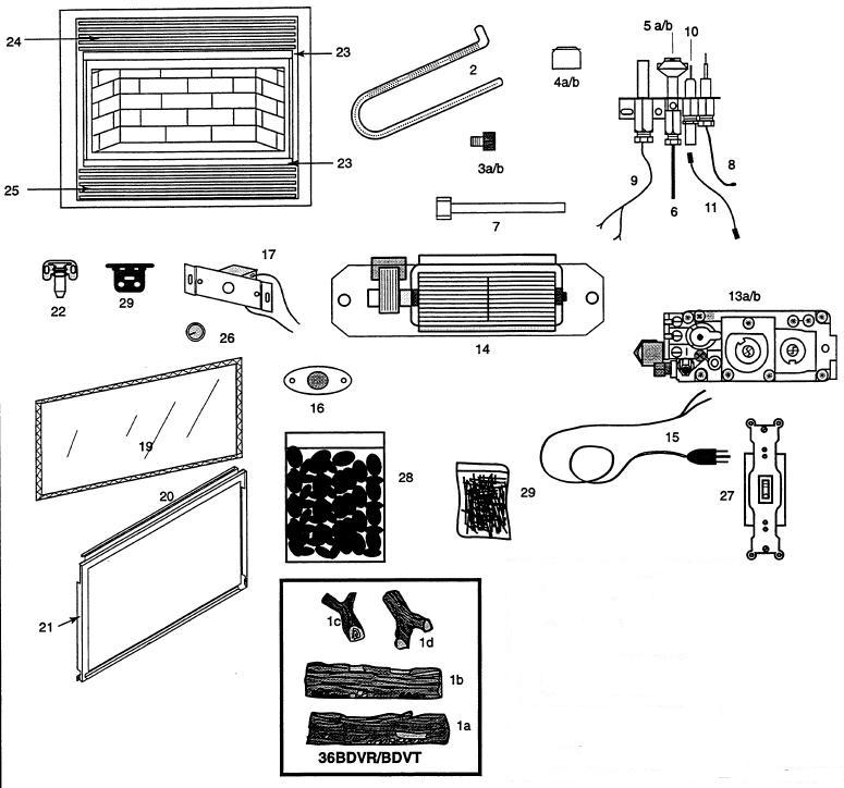 GAS FIREPLACE (36BDVROR36BDVT) The Cozy Cabin Stove & Fireplace Parts